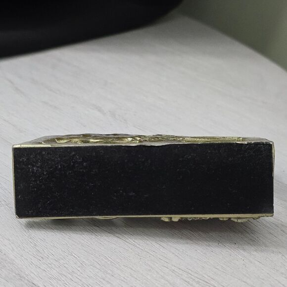 Vintage Enamel Jeweled Business Floral Top Table Card Holder Cast Metal - Picture 7 of 8